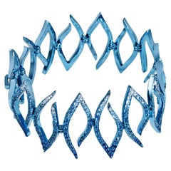 Blue Titanium Bracelet, Sapphires 6.31 Carats, White Diamonds 0.35 Carats