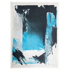Blue-Toned Abstract Lithograph, circa 1990