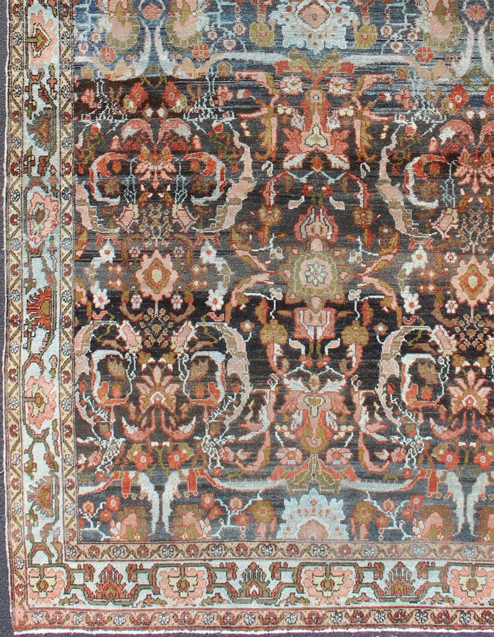 Fine weave Hamedan antique rug from Persia in various color tones with all-over expansive sub-geometric design, rug zir-17, country of origin / type: Iran / Hamedan, circa 1920.

This magnificent antique fine weave Hamedan features beautiful