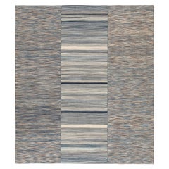 Tapis moderne minimaliste Mazandaran aux tons bleus