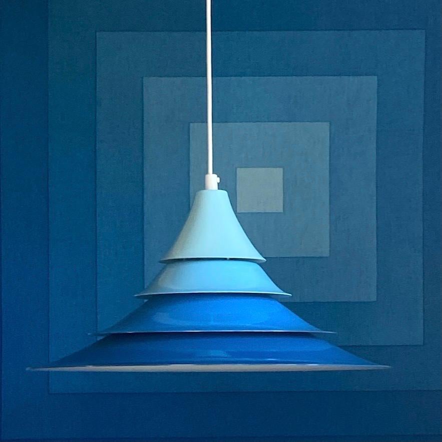 Blue Toned Space Age Ceiling Light by Lyskaer, Denmark 1970s In Good Condition In Haderslev, DK