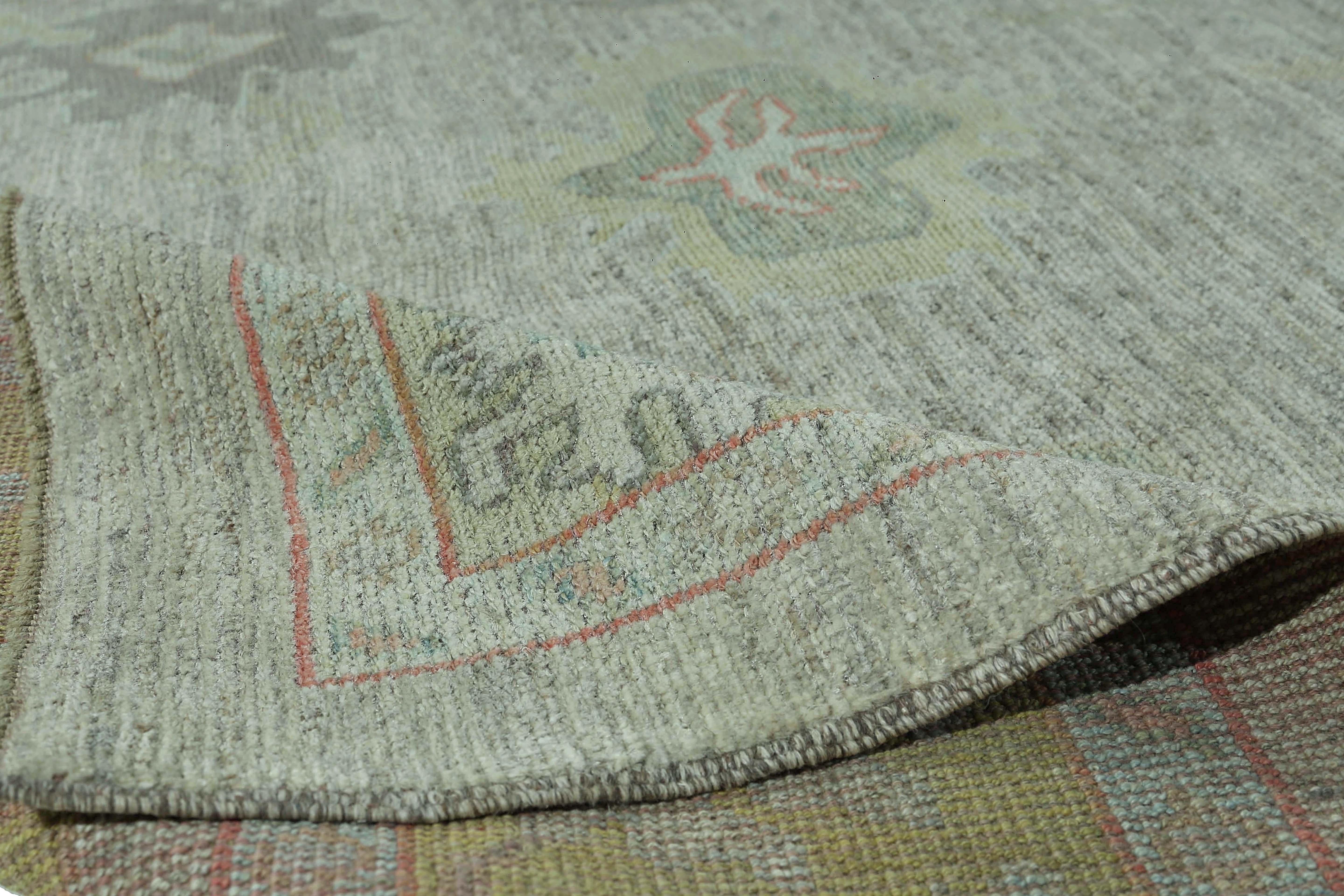 Afghanistan Oushak-Teppiche Circa 1990 - Wolle Grün Elfenbein Design - 95475 im Zustand „Hervorragend“ im Angebot in Dallas, TX