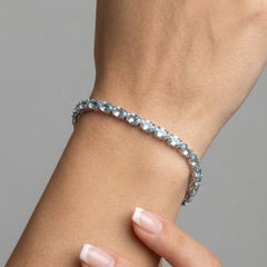 8.48ct Oval Blue Topaz White Gold Tennis Bracelet