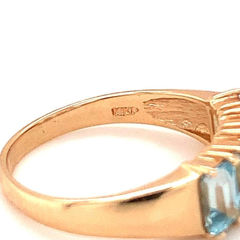 Emerald Cut Blue Topaz 14K Yellow Gold Ring, Circa 1970s For Sale