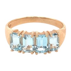 Bague en or jaune 14K à topaze bleue, circa 1970