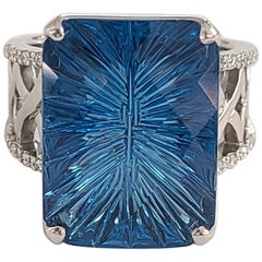 Bague Topaze Diamant 1.96 Carats En Platine PT900 - Taille US 5.75 (FR ~11), Occasion Très Bon état