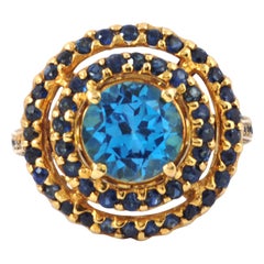Blue Topaz 2.49 Carat with Blue Sapphire 1.78 Carat Ring Set in 18 Karat Gold