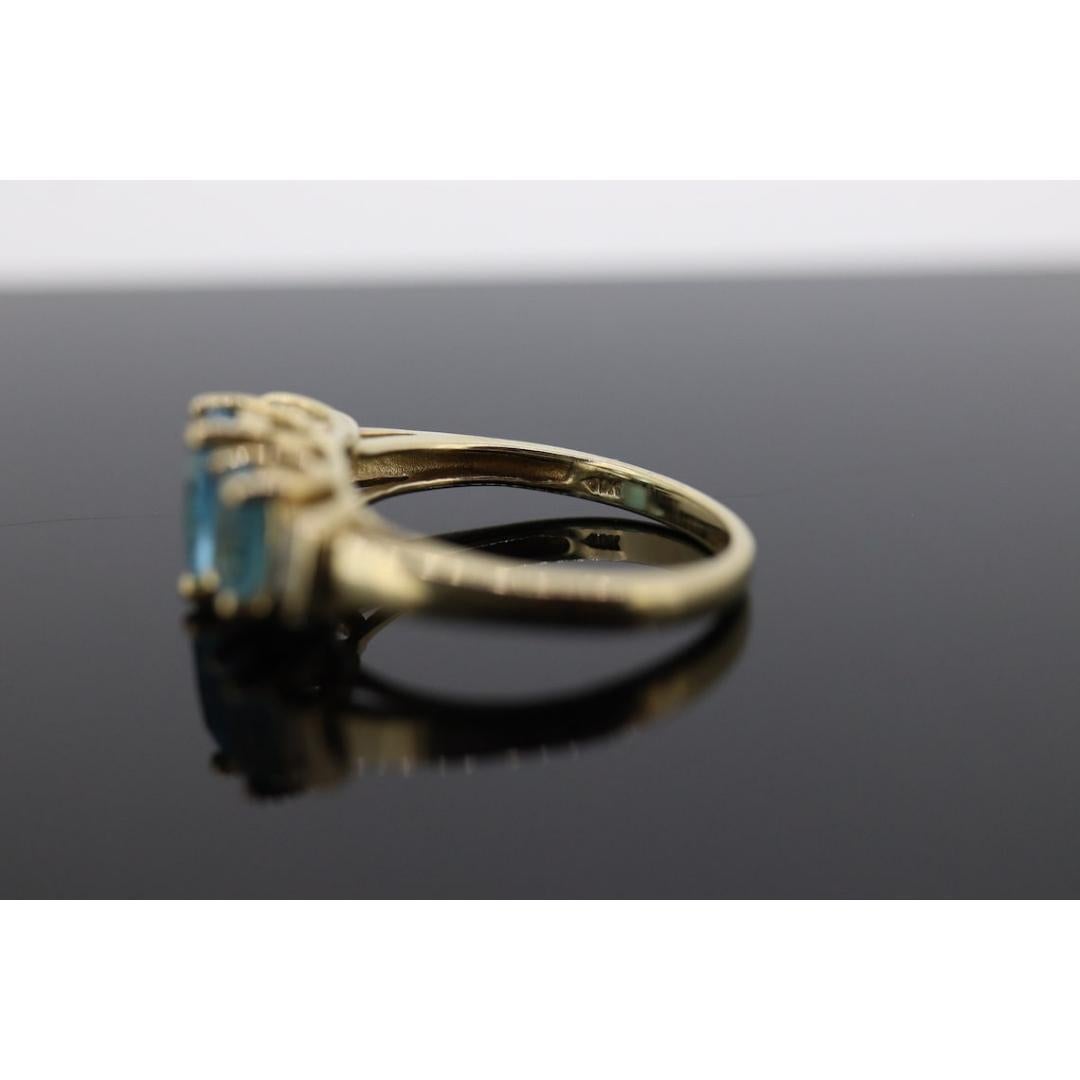 Blue TOPAZ 3 stone past present future ring. 10k THL Samuel Aaron For Sale 1