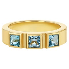 Blauer Topas 3-Stein-Ring