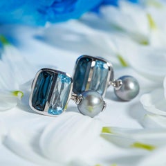 Priyashi Nahata Blue Topaz 8R Drops Earring in 18 Karat White Gold