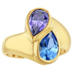Blauer Topas & Amethyst Birnenförmiger Ring