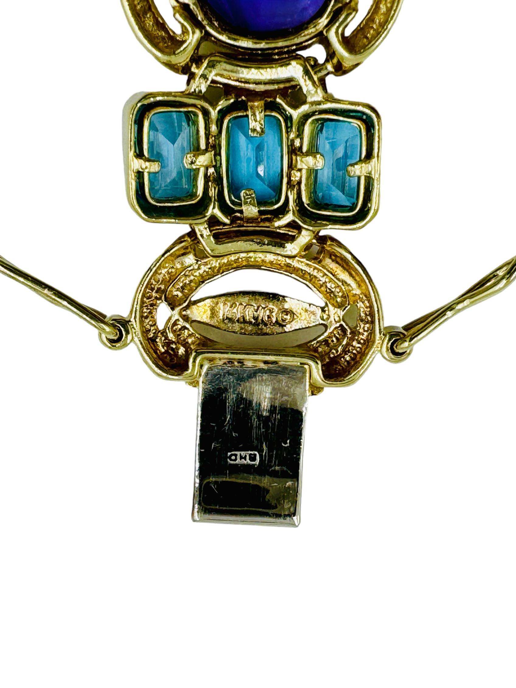 Blue Topaz Amethyst Yellow Gold Bracelet  For Sale 5