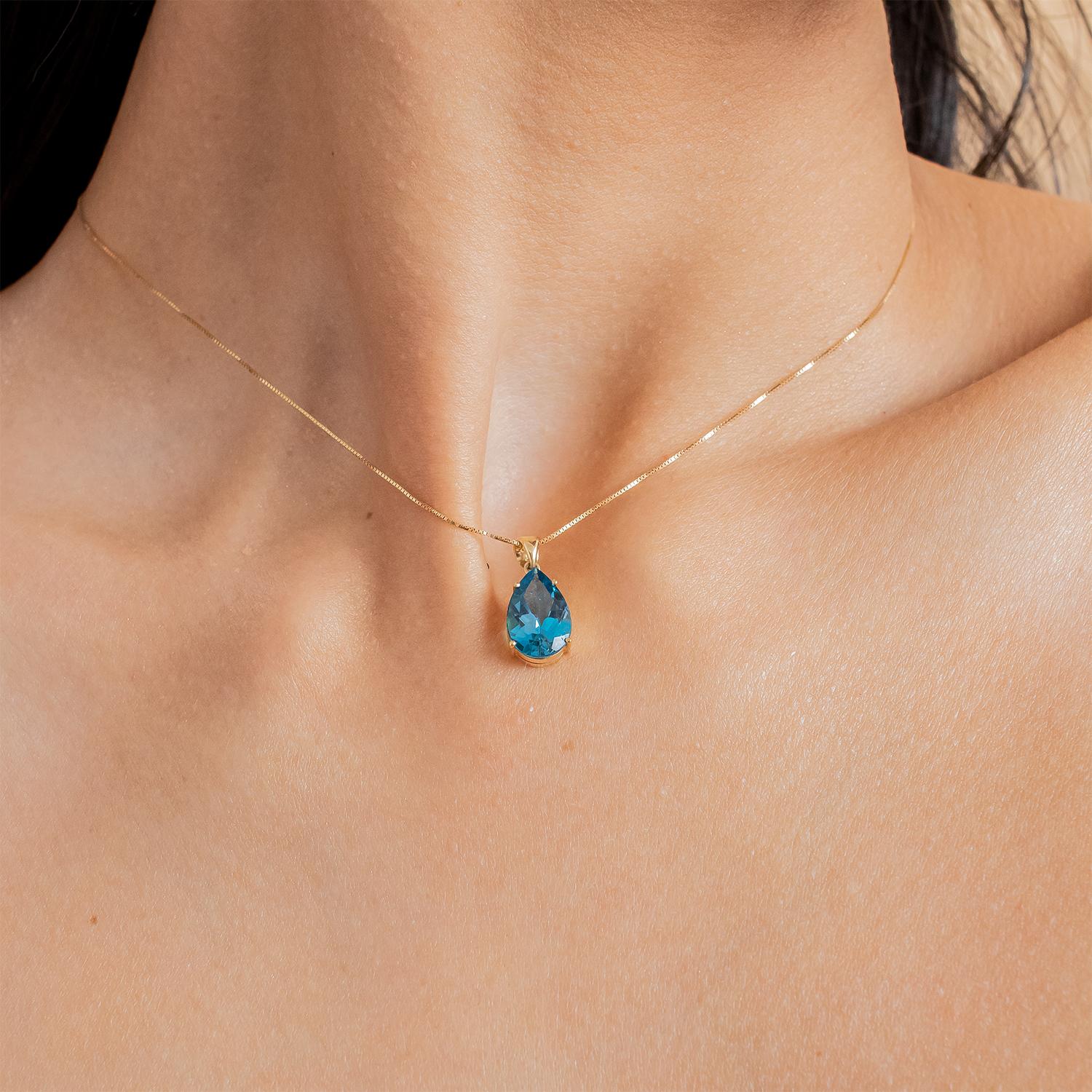 Anhänger aus blauem Topas und 18K Gelbgold (P10850n) im Zustand „Neu“ im Angebot in Teófilo Otoni, MG