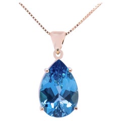 Blue Topaz and 18K Yellow Gold Pendant (P10850n)