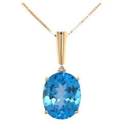 Blue Topaz and 18K Yellow Gold Pendant (P12418n)
