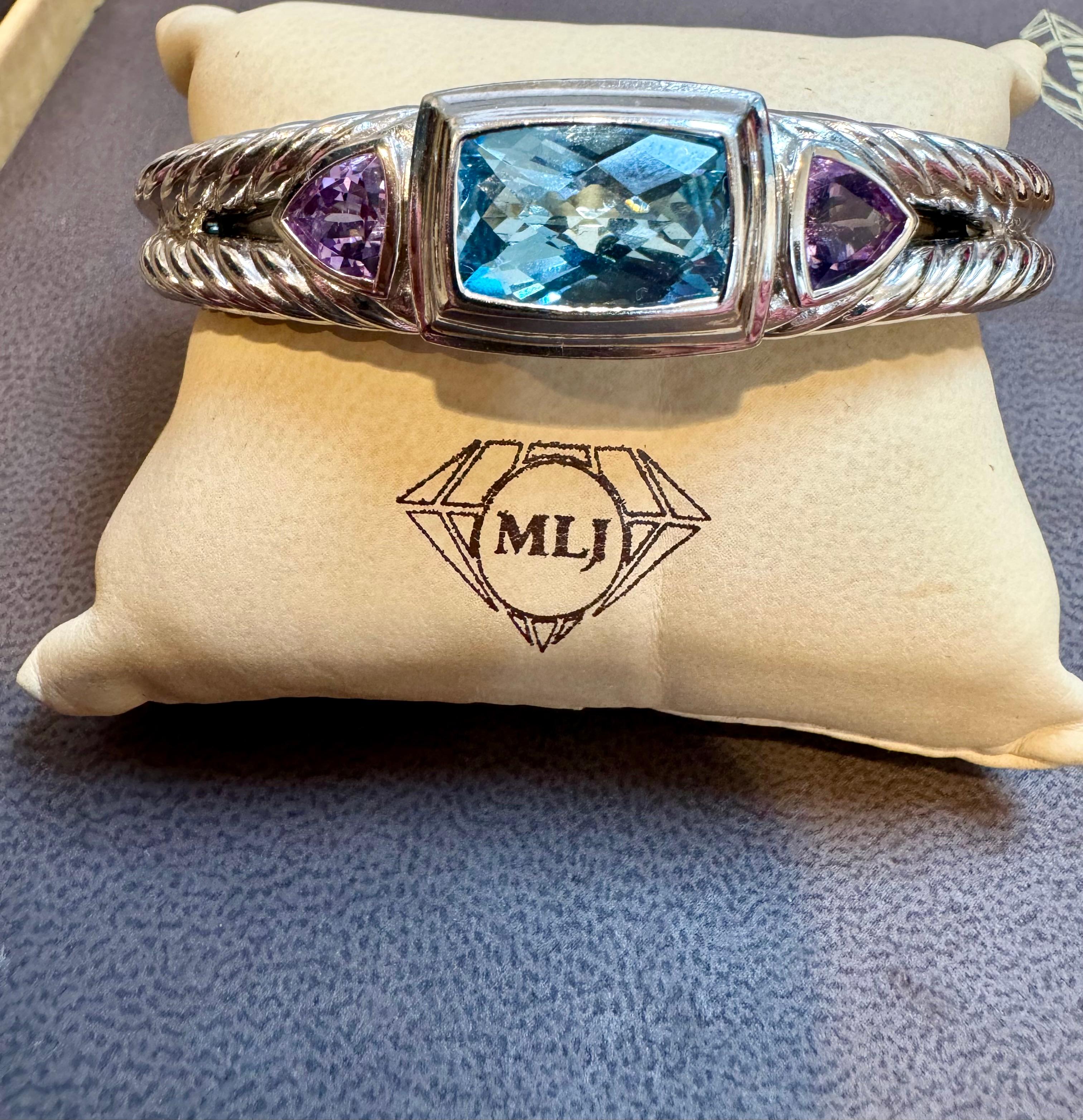 Manschettenarmreif aus Sterlingsilber mit blauem Topas und Amethyst Judith Ripka 3