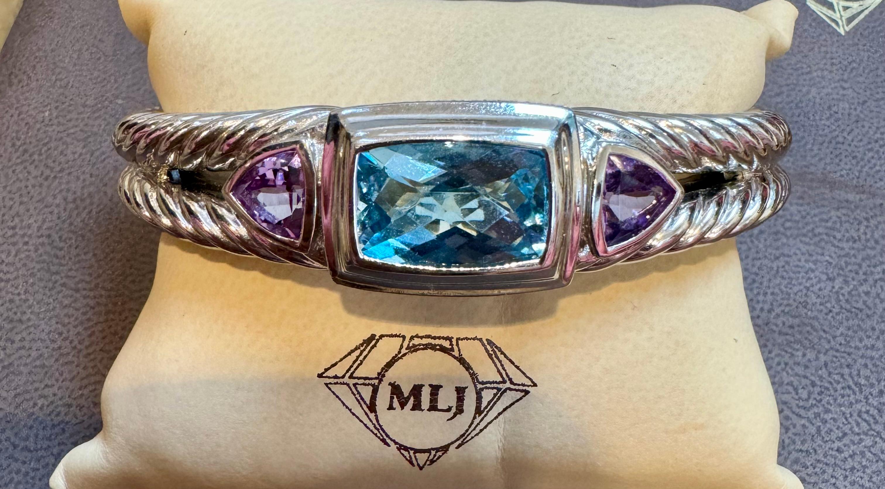 Manschettenarmreif aus Sterlingsilber mit blauem Topas und Amethyst Judith Ripka 4