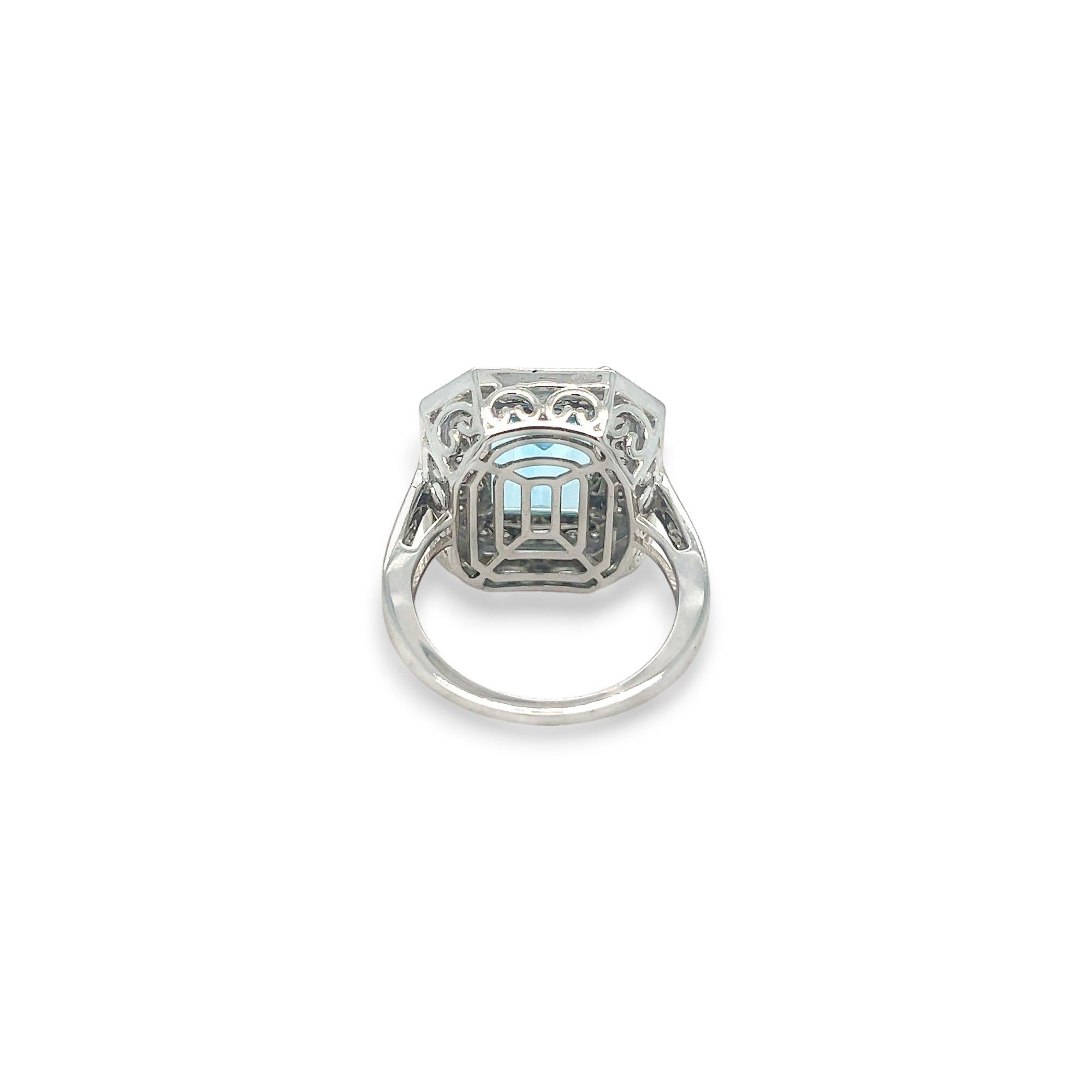 Blue Topaz and Diamond Black Enamel Statement Ring In New Condition For Sale In Lewisville, TX