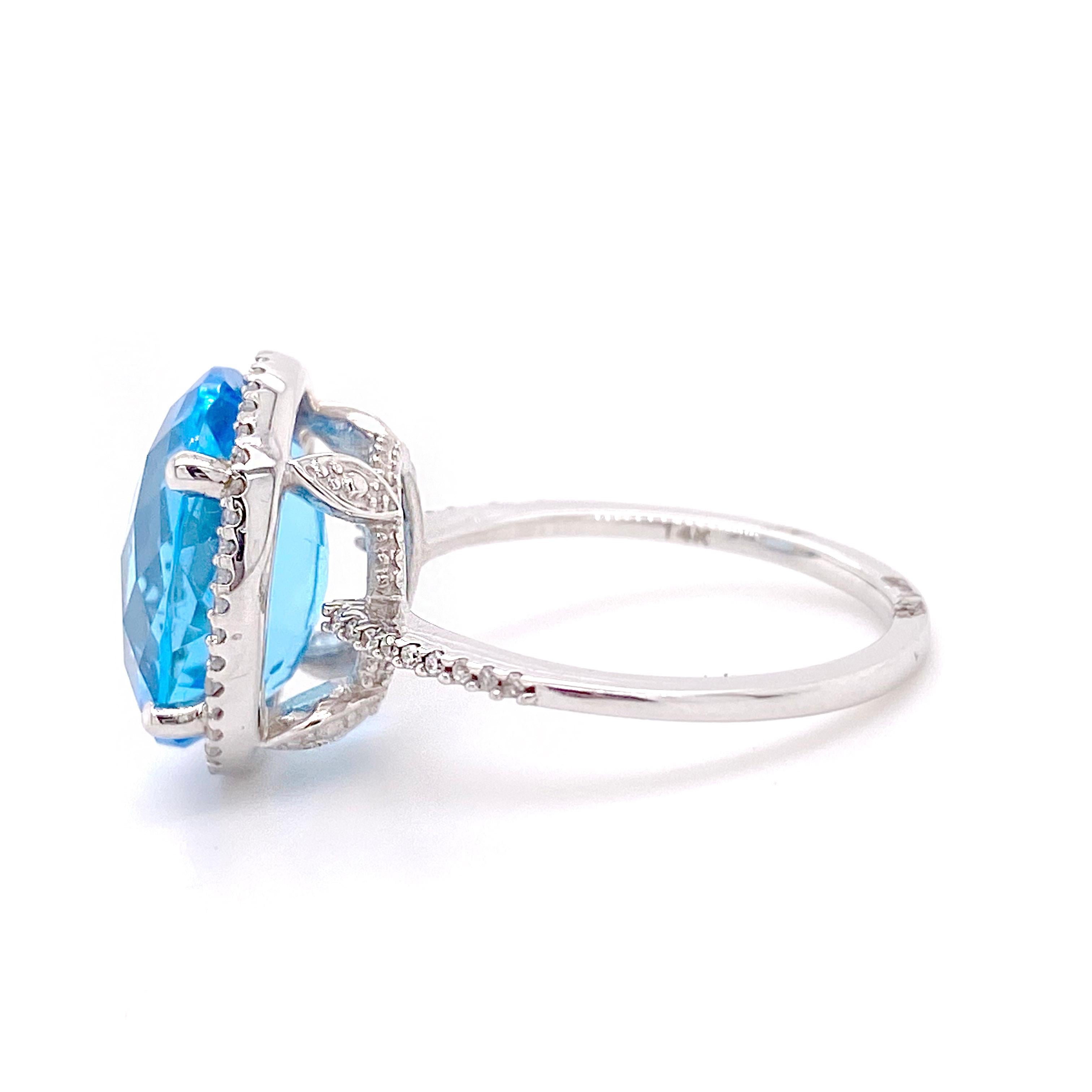 14k white gold oval blue topa...