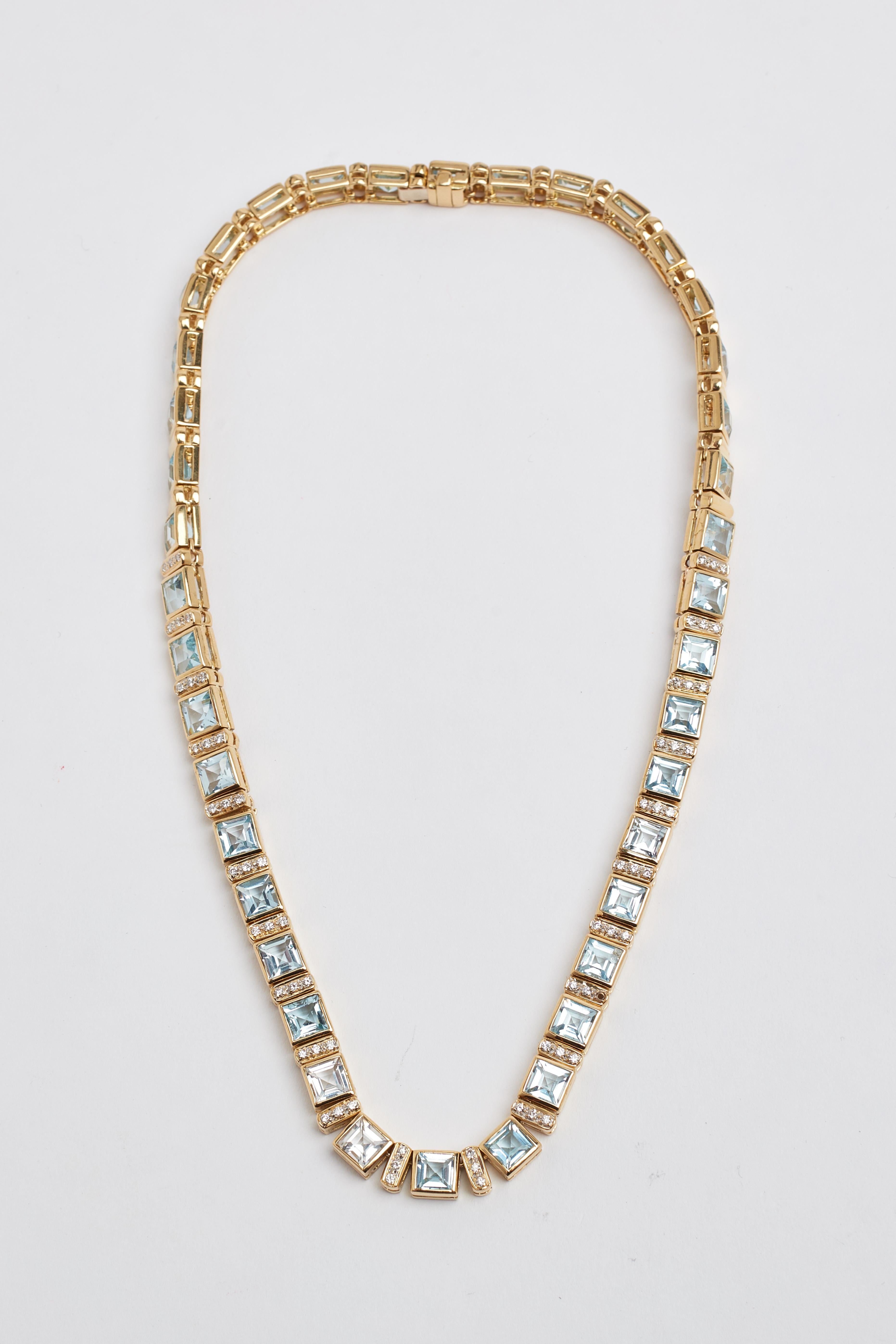 Blue Topaz and Diamond Necklace 1