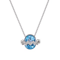 Blue topaz and diamond necklace