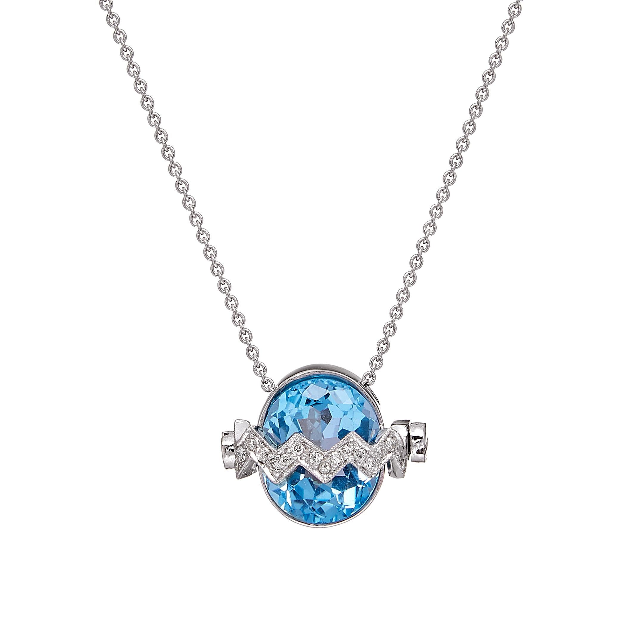 Collier en topaze bleue et diamants en vente 3
