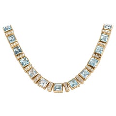 Blue Topaz and Diamond Necklace