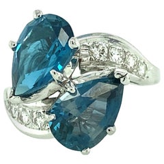 Blue Topaz and Diamond Ring