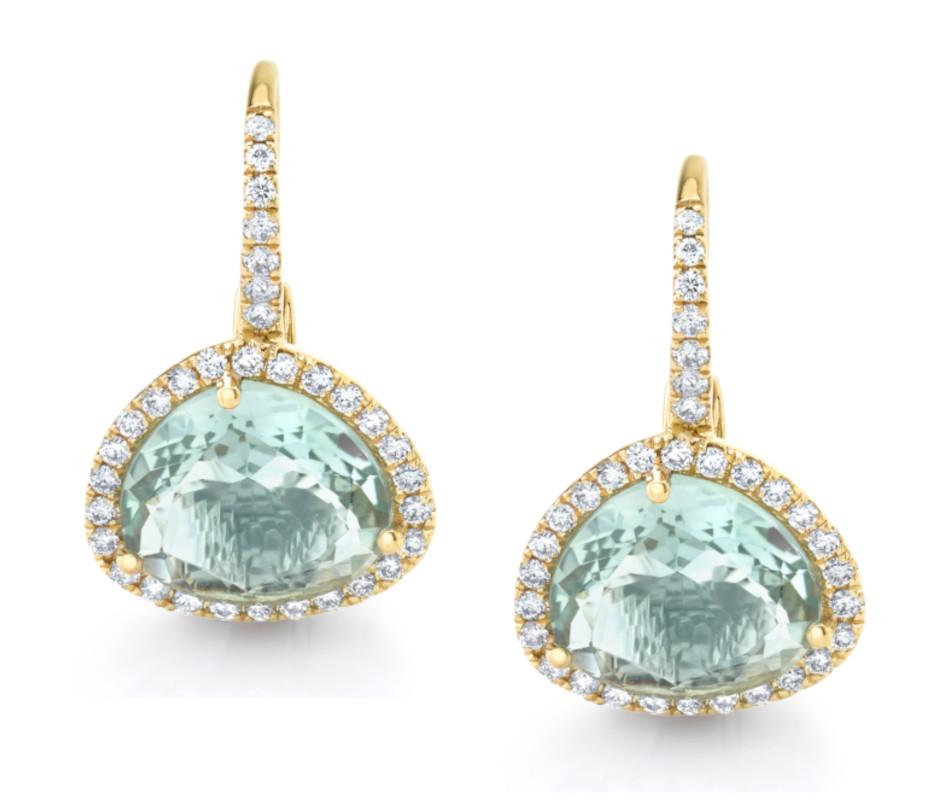 Bague en or jaune 18k avec topaze bleue et diamant en vente 3