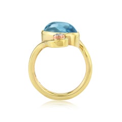 Blue Topaz and Diamond Yellow Gold Cocktail Ring