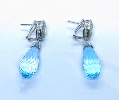 Blue Topaz and Lemon Quartz Diamond Drop Earrings