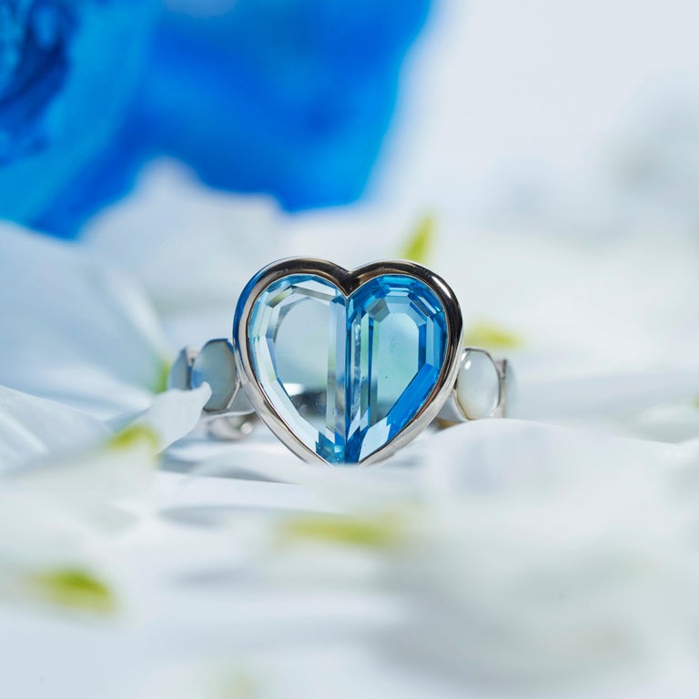Dual Color Blue Lapis Turquoise and White Mother of Pearl Golden Ring