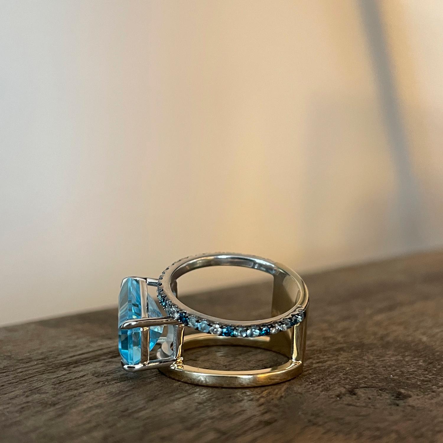 Contemporary Blue Topaz and Pera Ring by Selin Kent For Sale