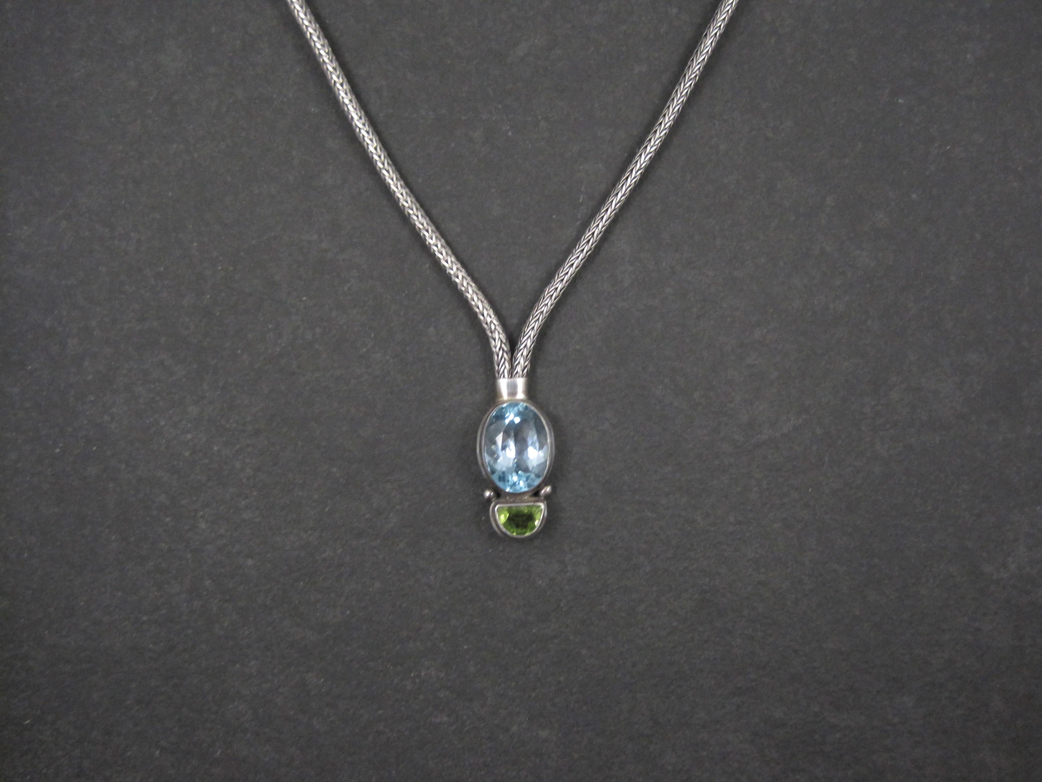 Moderno Collana a Y in Topazio Blu e Peridoto A. Silver in vendita
