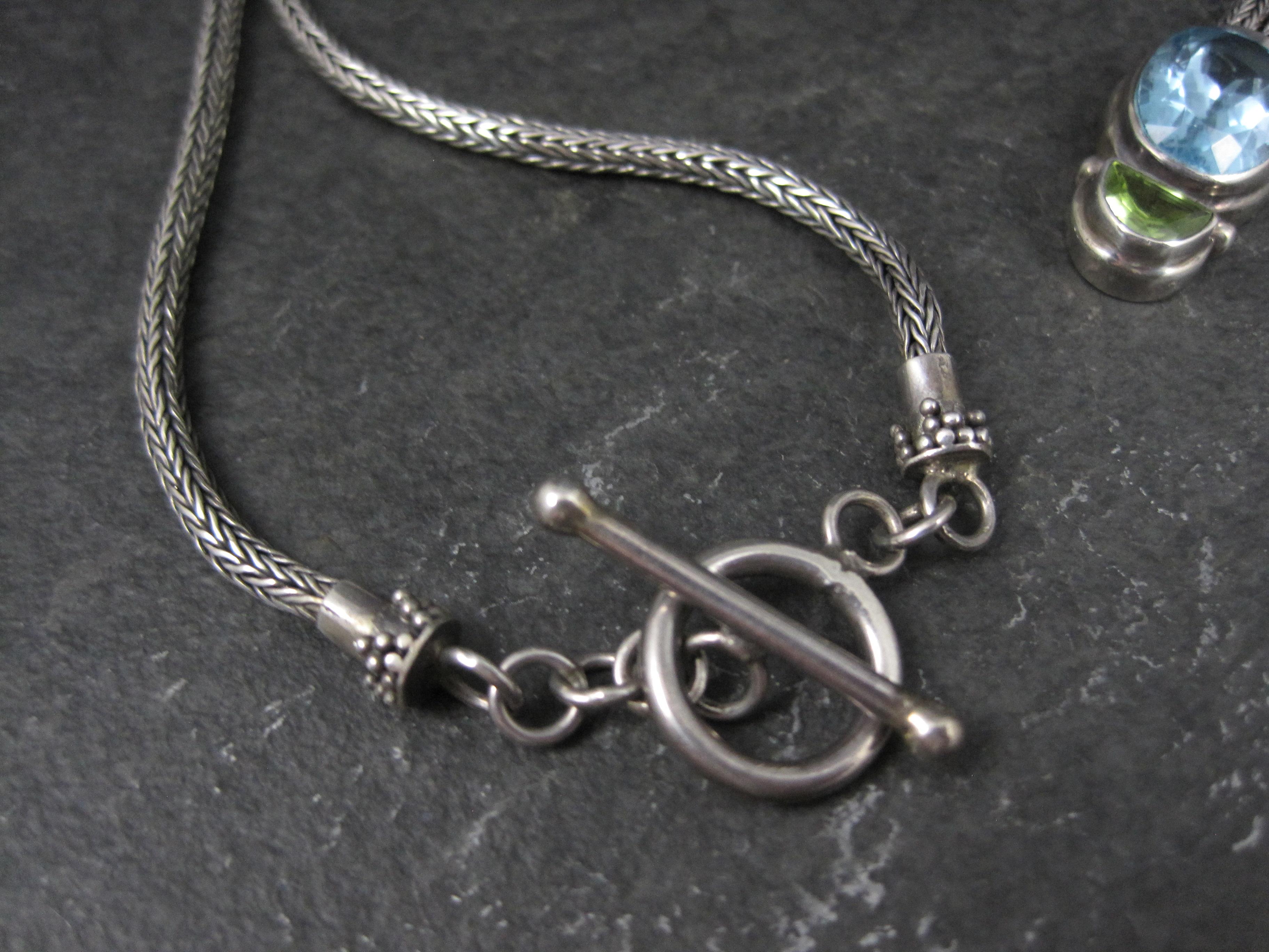 Donna Collana a Y in Topazio Blu e Peridoto A. Silver in vendita