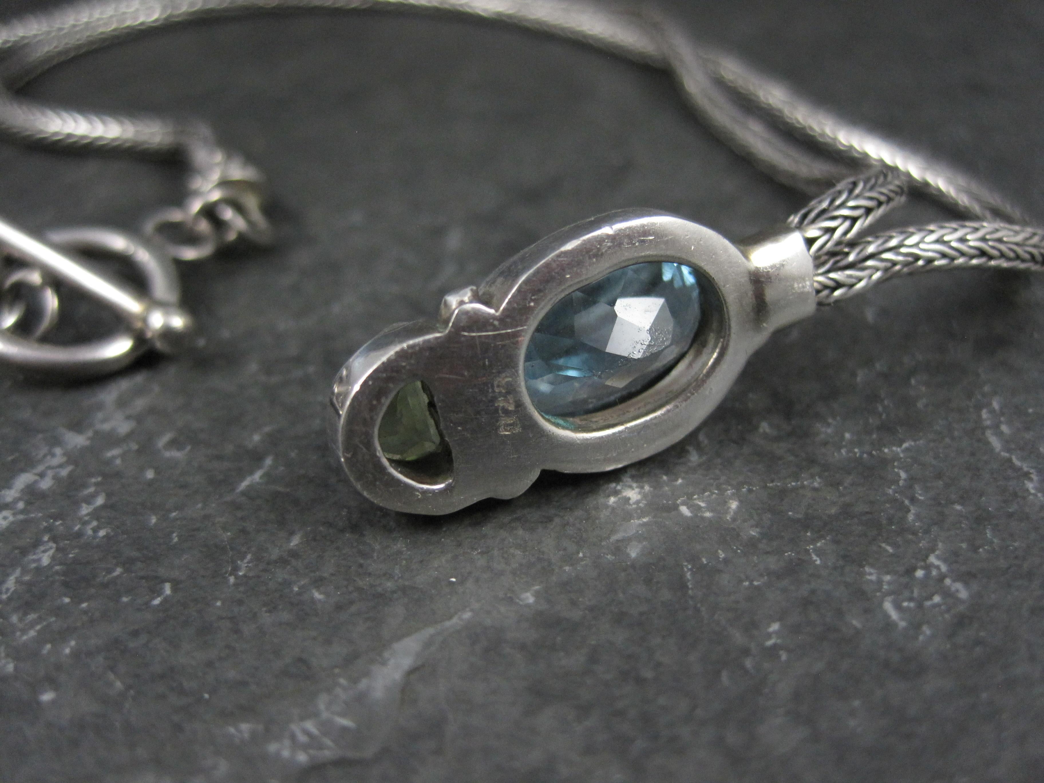 Collana a Y in Topazio Blu e Peridoto A. Silver in vendita 3