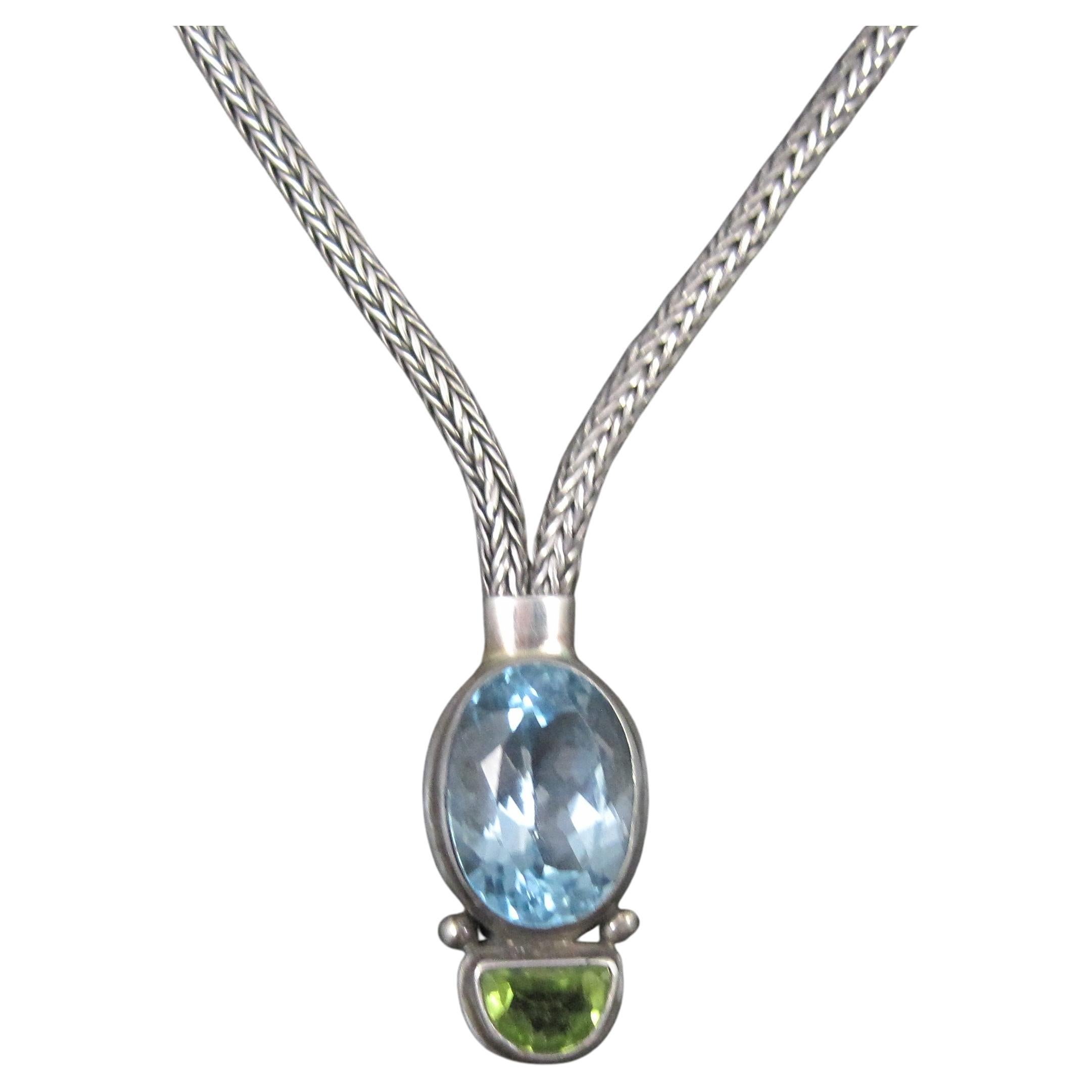 Collana a Y in Topazio Blu e Peridoto A. Silver