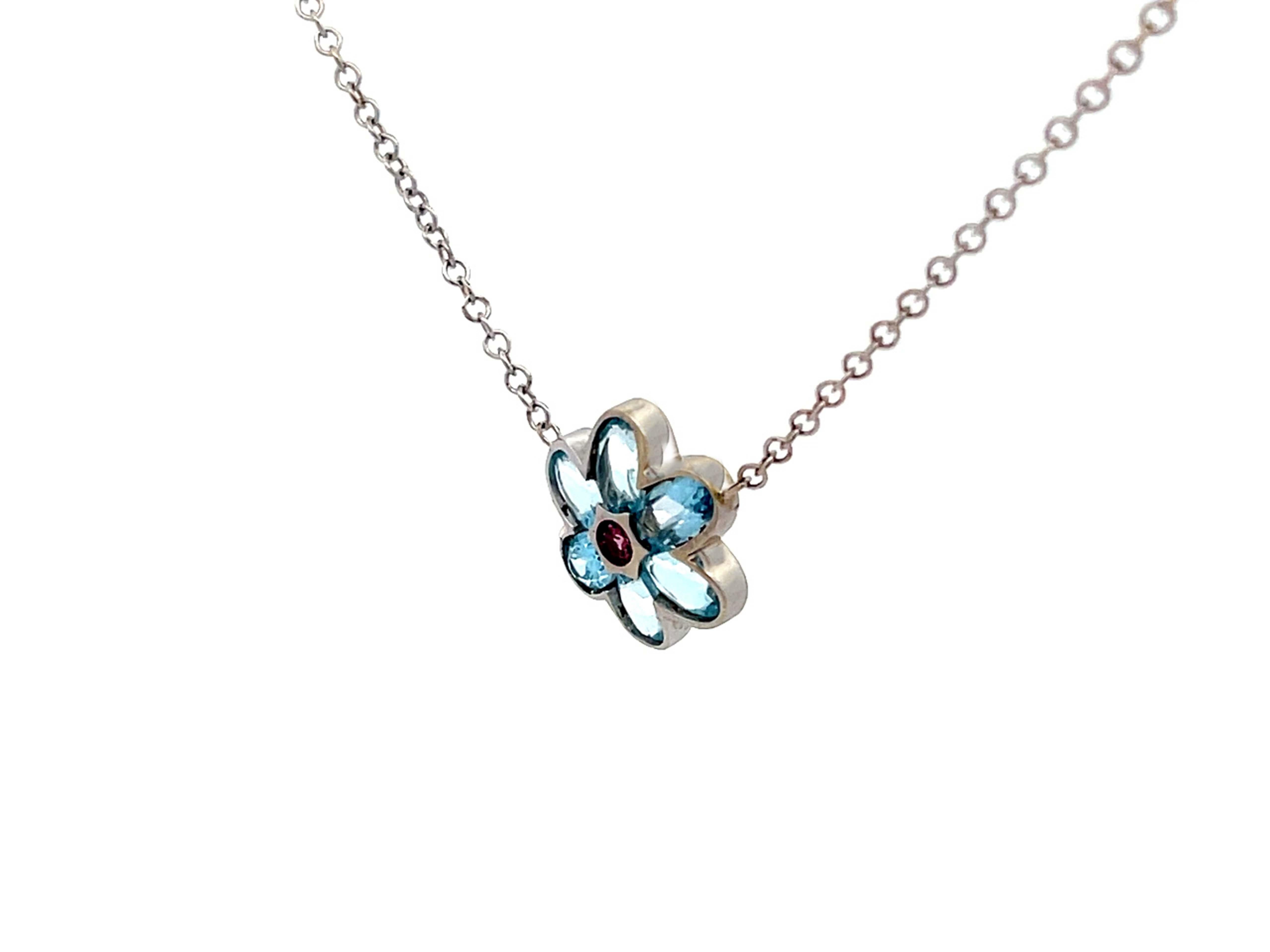 blue topaz flower necklace