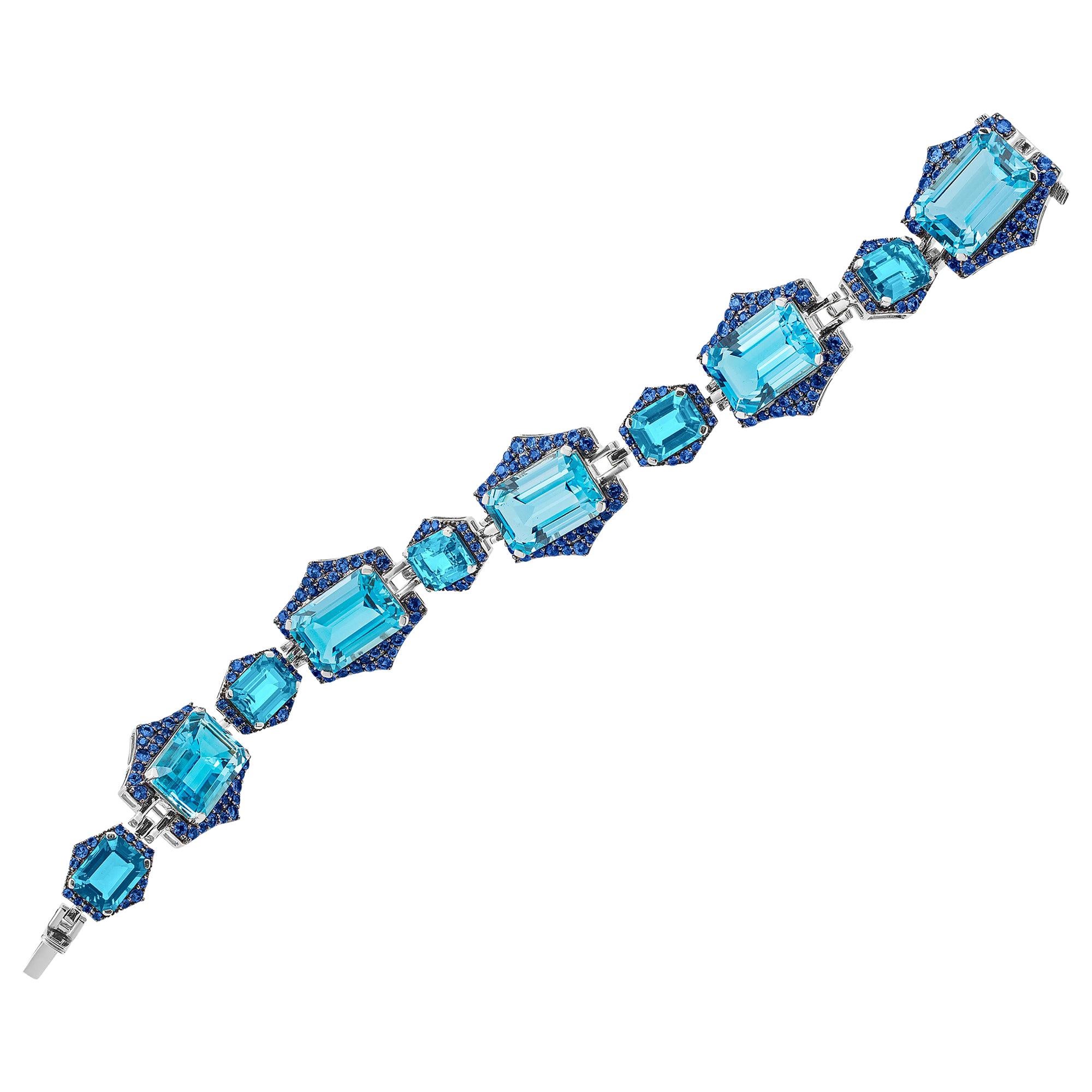 Armband aus Smaragdblauem Topas und Saphiren vonshwara