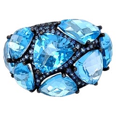 Blue Topaz and Sapphire Estate Ring