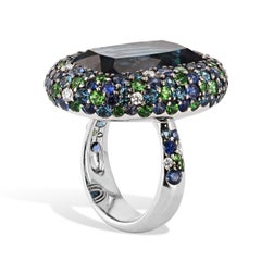 Blue Topaz and White Gold Ring