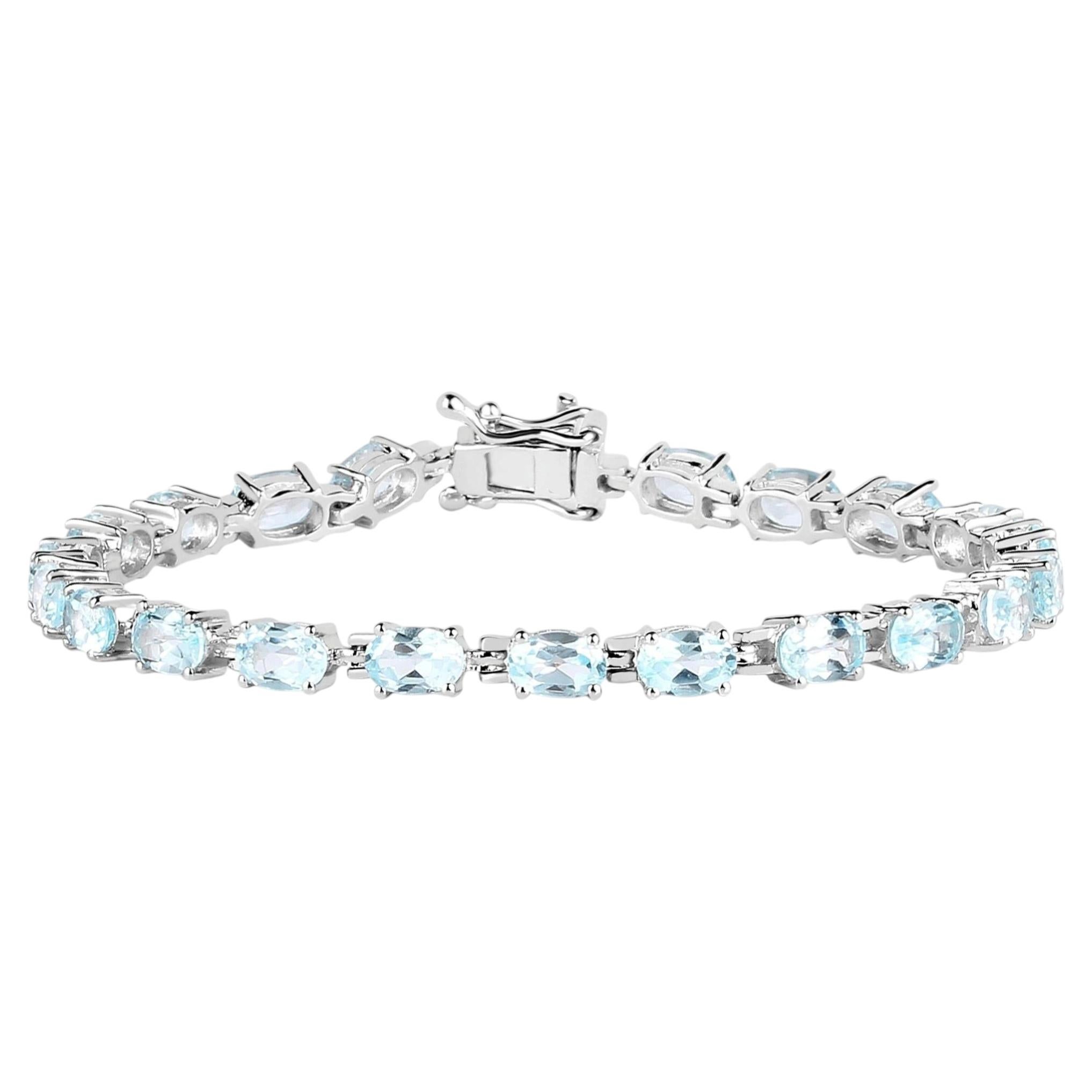 Blautopas-Armband 10.7 Karat Sterling Silber im Angebot