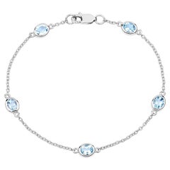 Blue Topaz Bracelet 1.78 Carats Sterling Silver