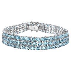 Blue Topaz Bracelet 26.1 Carats Sterling Silver