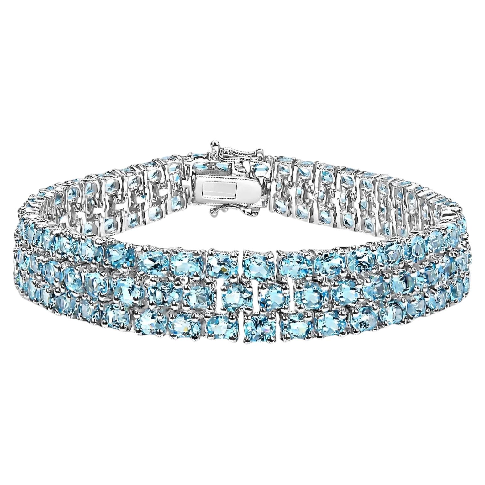 Blautopas-Armband 26.1 Karat Sterling Silber
