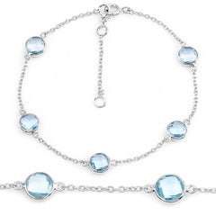 Blautopas-Armband 4.98 Karat Sterling Silber