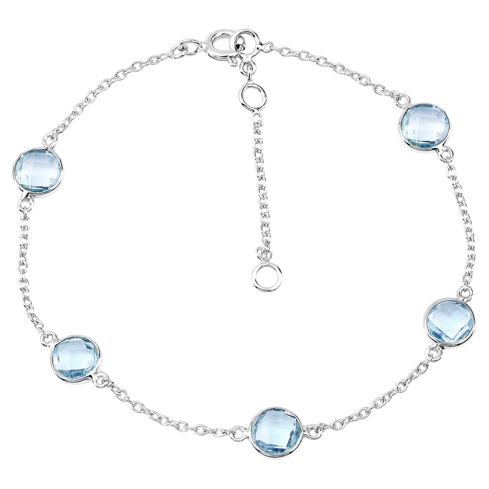 Pulsera de topacio azul 4.98 quilates Plata de Ley en venta
