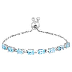 Blue Topaz Bracelet 7.58 Carats Sterling Silver