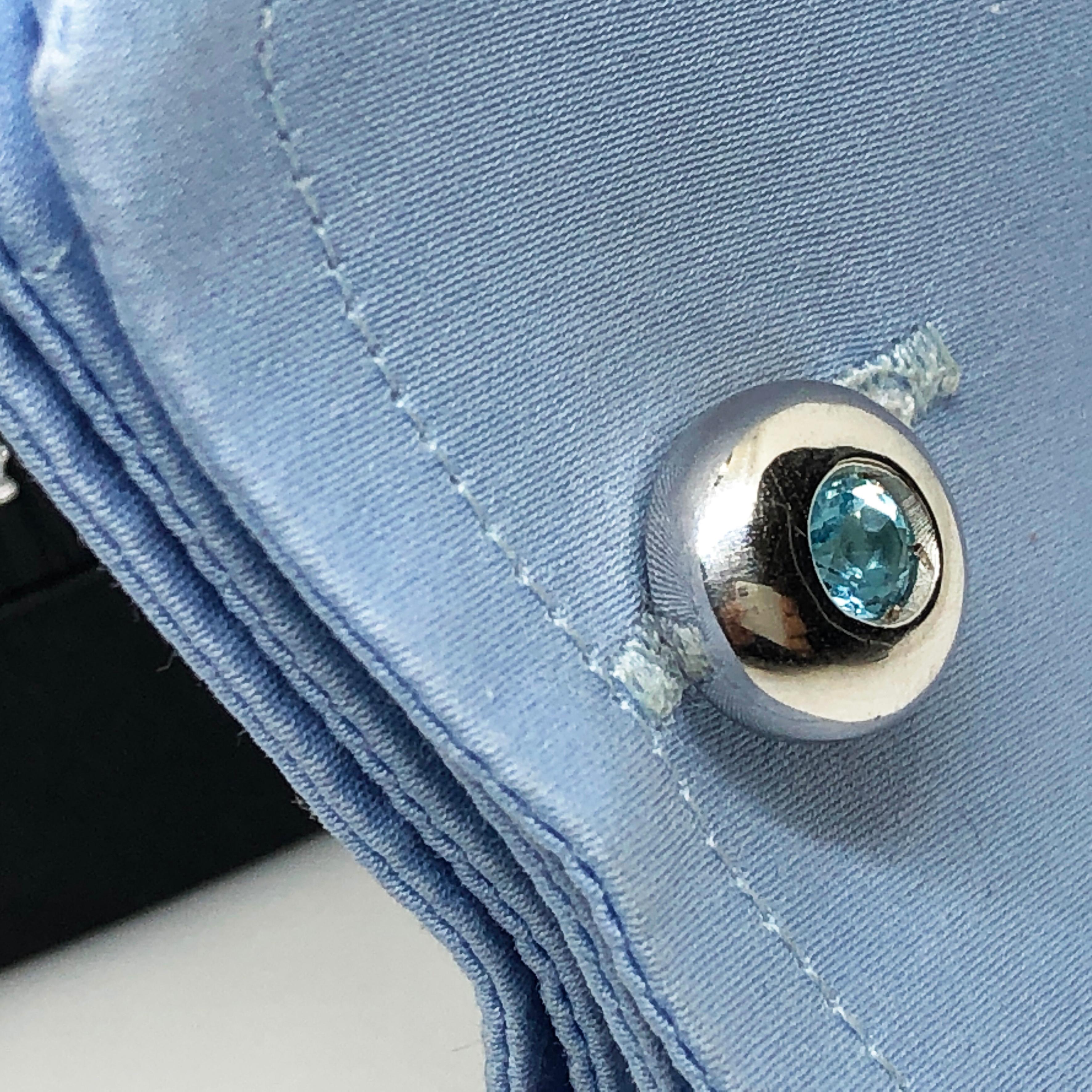 Berca Manschettenknöpfe aus Sterlingsilber mit blauem Topas im Brillantschliff im Zustand „Neu“ im Angebot in Valenza, IT