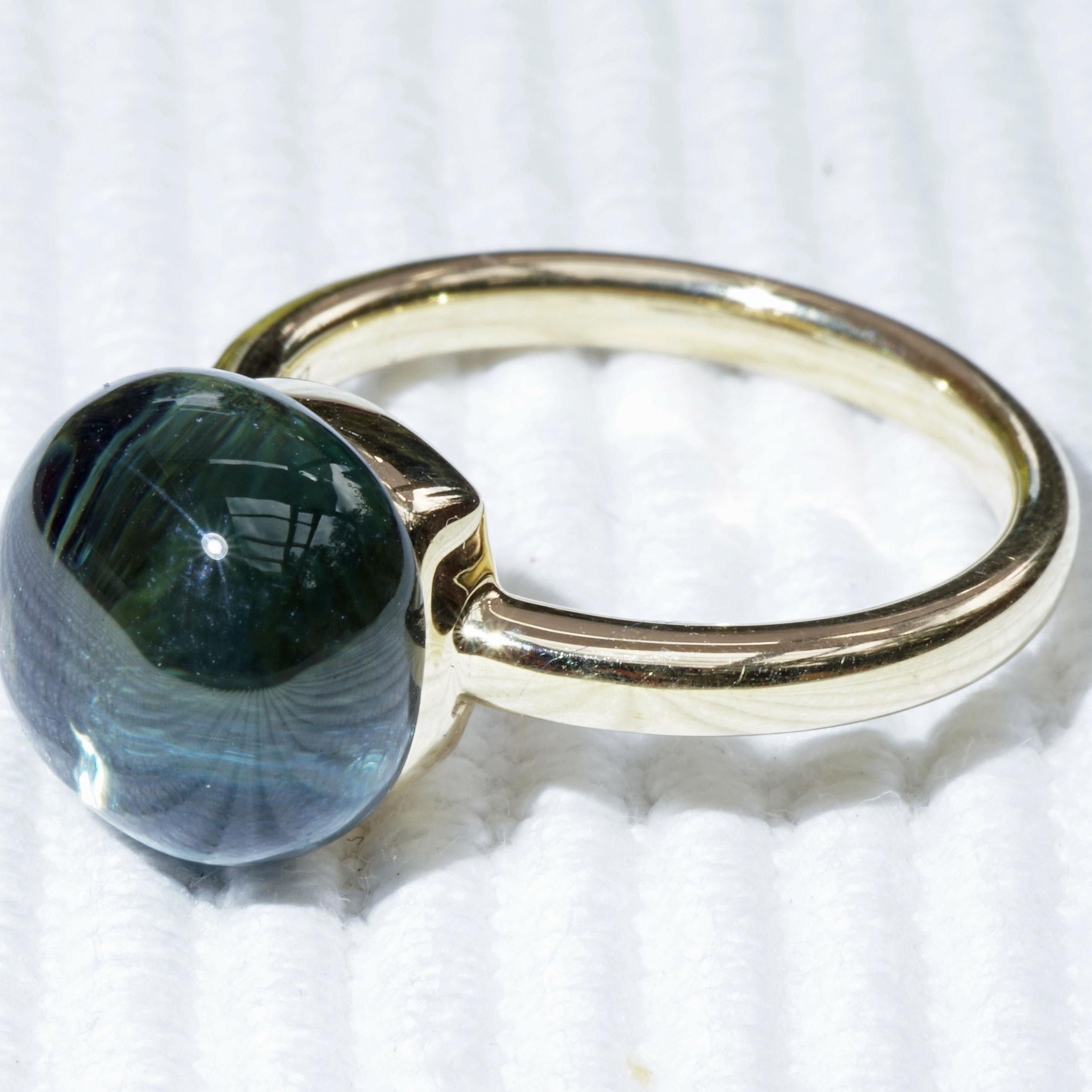 Blue Topaz Brilliant Ring  10 ct Color London Blue Made by Italian Goldsmith Co. 5